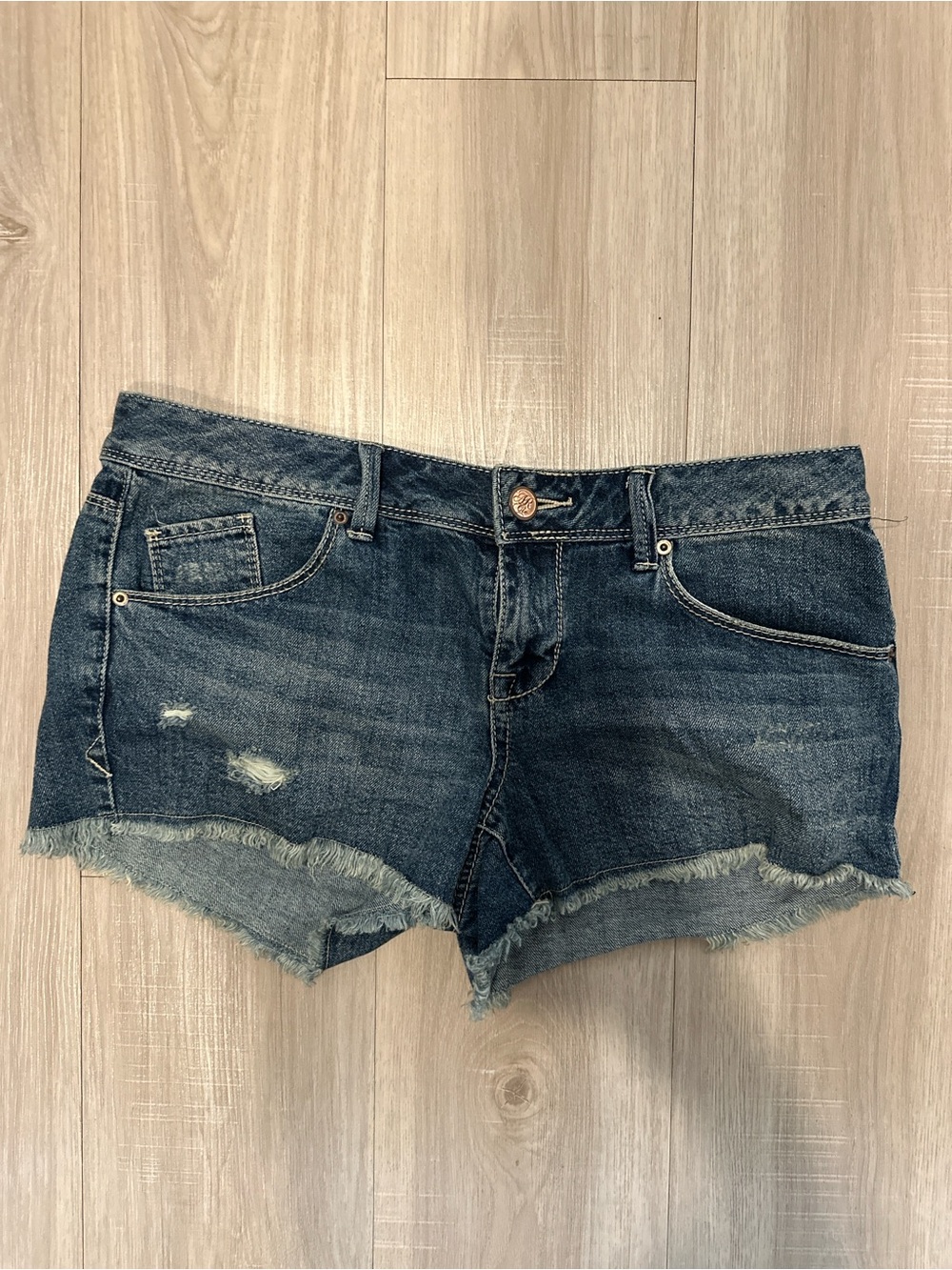American Rag Dark Blue Denim Frayed Hem Women's Shorts